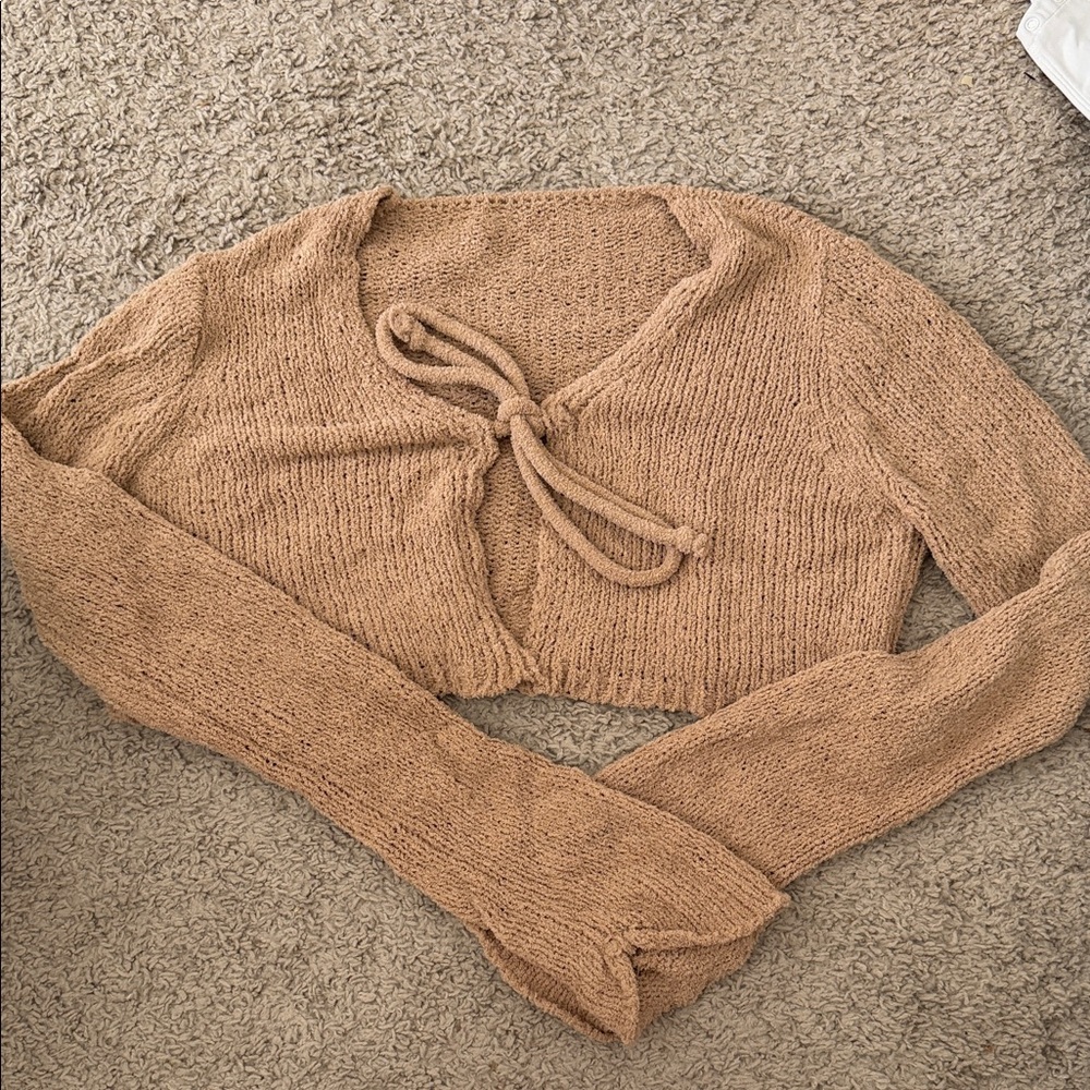Tan Women's Cropped Plushy Sweater
